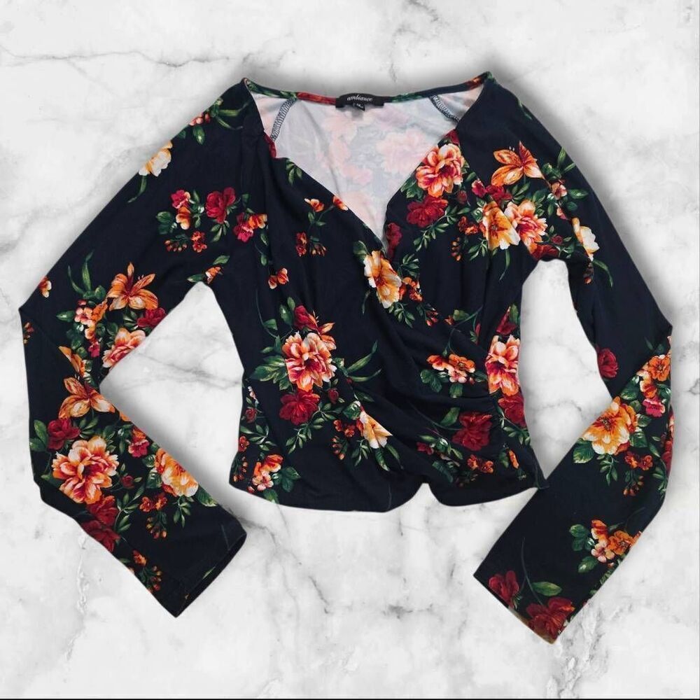 Ambiance Floral Long Sleeve Shirt Size Medium